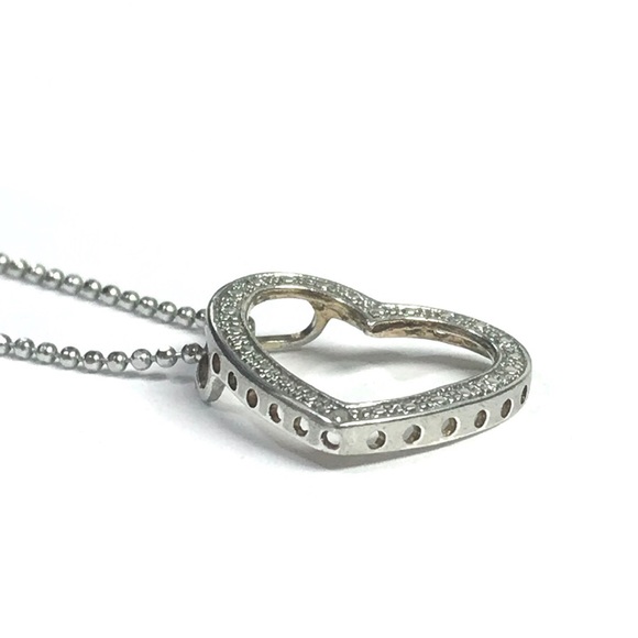 STERLING SILVER OPEN HEART PENDANT NECKLACE - Picture 10 of 10